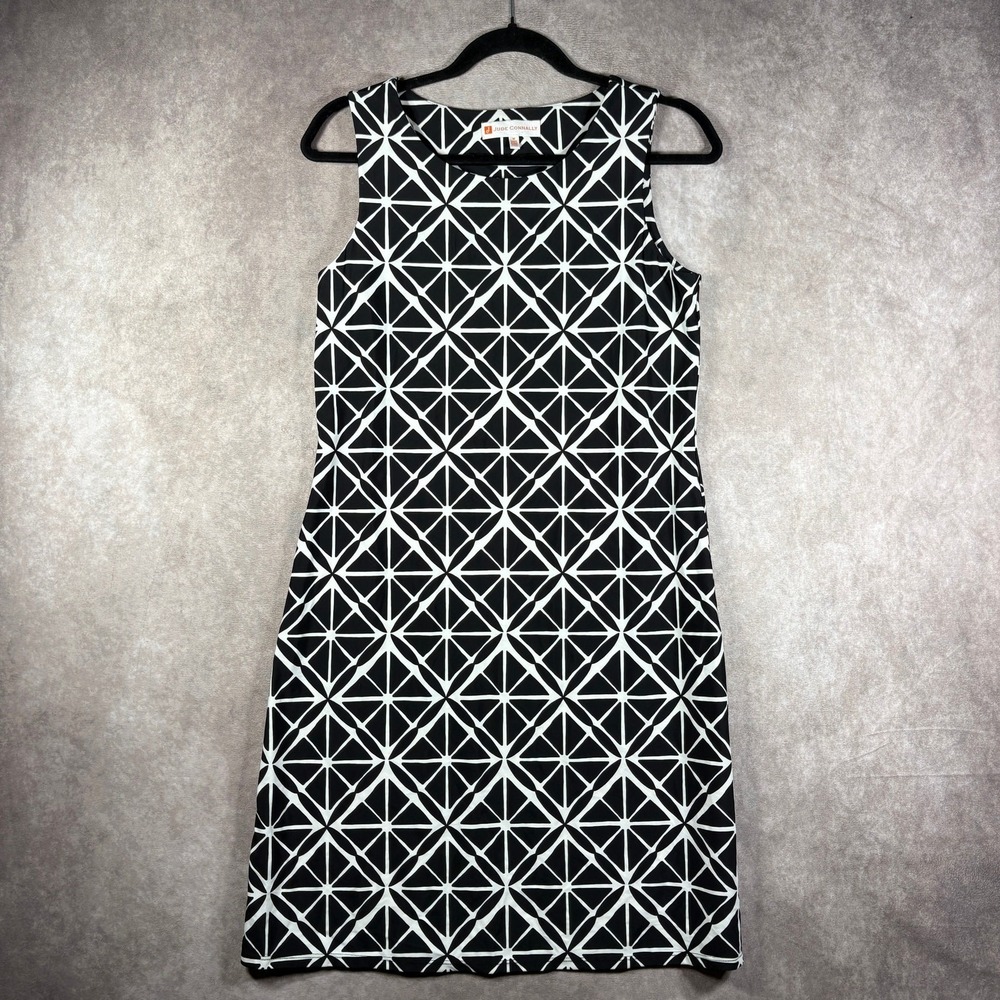 Jude Connally Dress Medium Black White Geometric Sleeveless Artsy Career Office